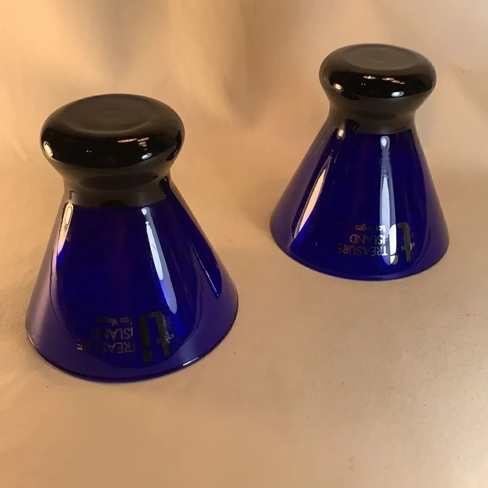 TI Treasure Island Las Vegas Cobalt Blue Cocktail Bar Accessories Party Set 2
